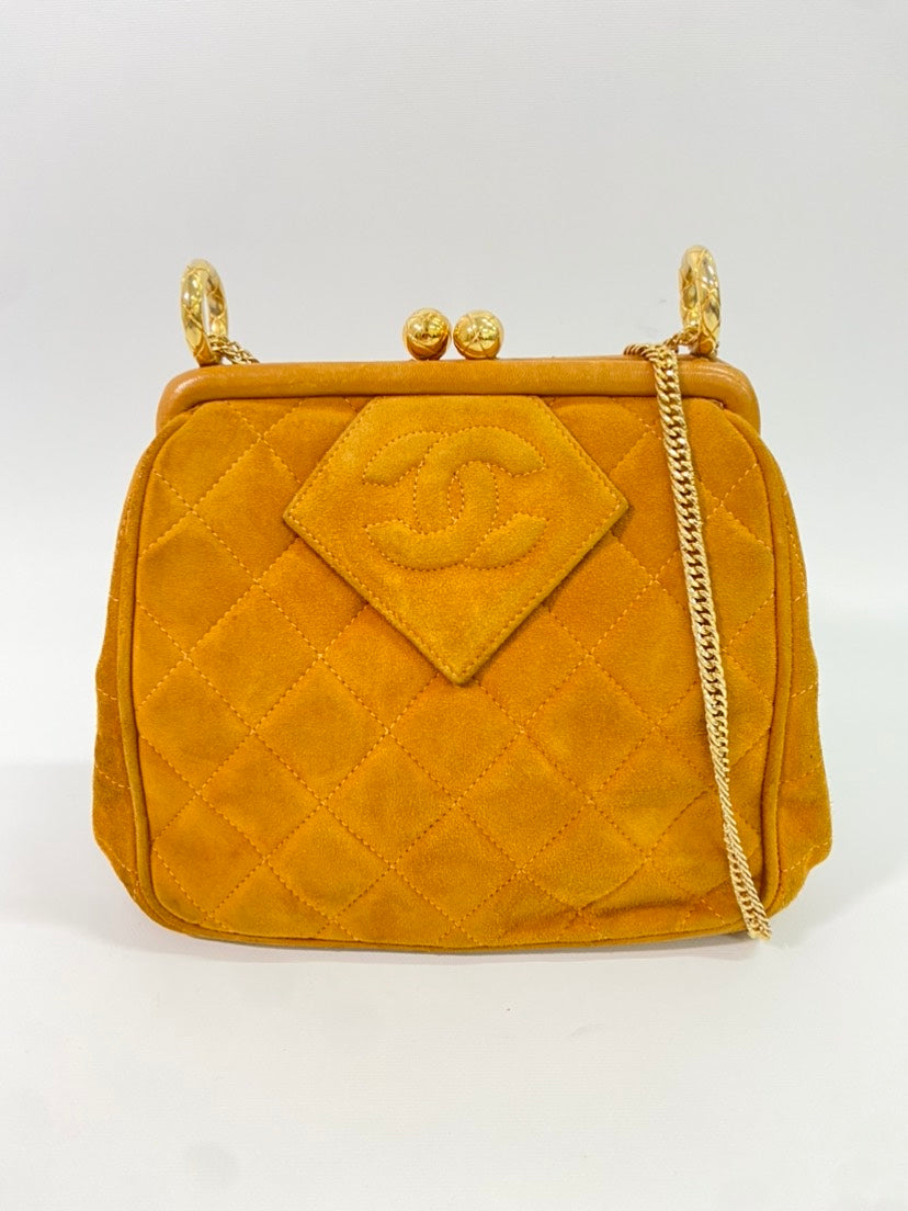 Chanel Quilted Suede Chain Handbag