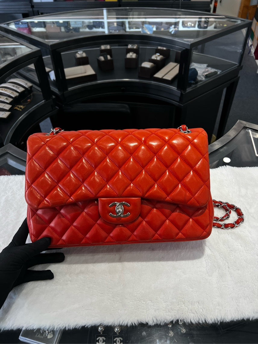 Chanel Jumbo Jumbo Leather Red Shoulder Bag