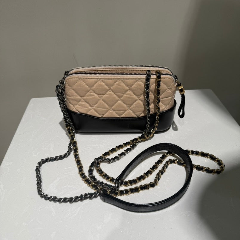 Chanel Gabrielle Mini Beige Leather Crossbody Bag | Studio Nafay