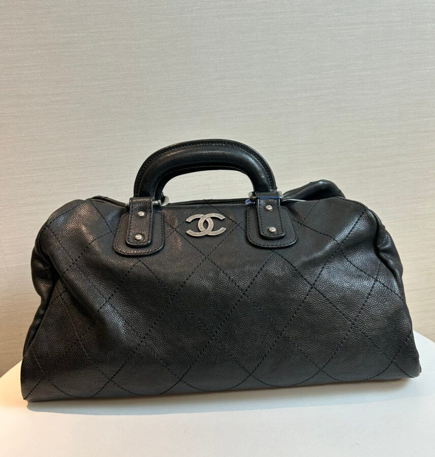 Chanel Quilted Black Leather Top Handle Bag | Studio Nafay