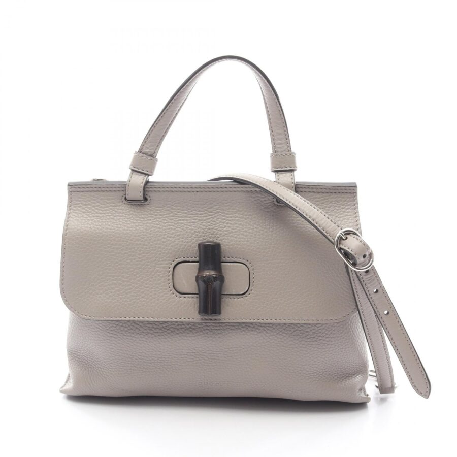 GUCCI Bamboo daily Handbag leather Light gray 2WAY 2104102446907 | Studio Nafay