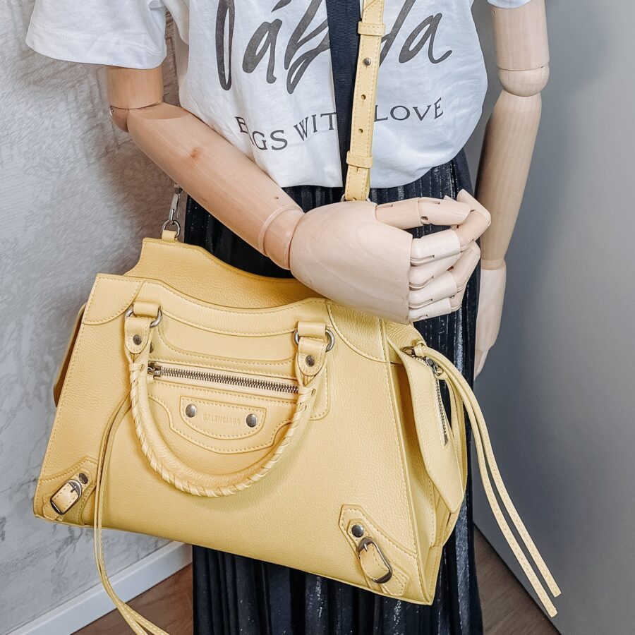 Neo Classic City Medium Leather Yellow Bag | Studio Nafay