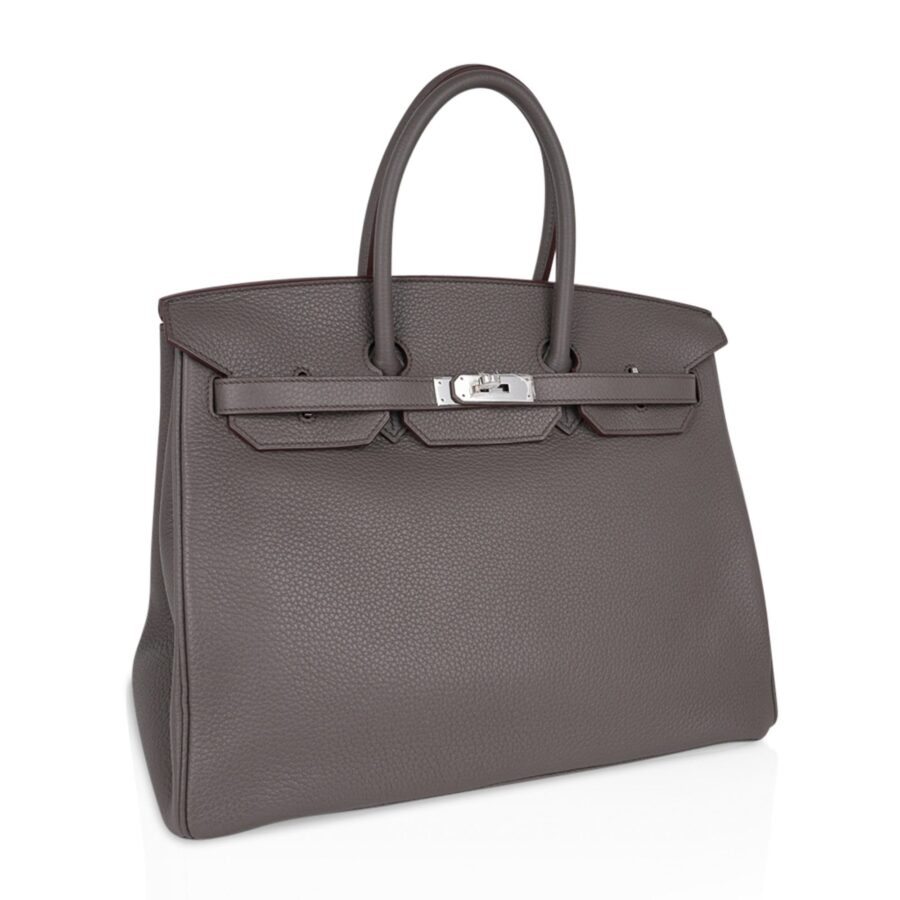Hermes Birkin 35 Bag Etain Clemence Leather with Palladium Hardware | Studio Nafay