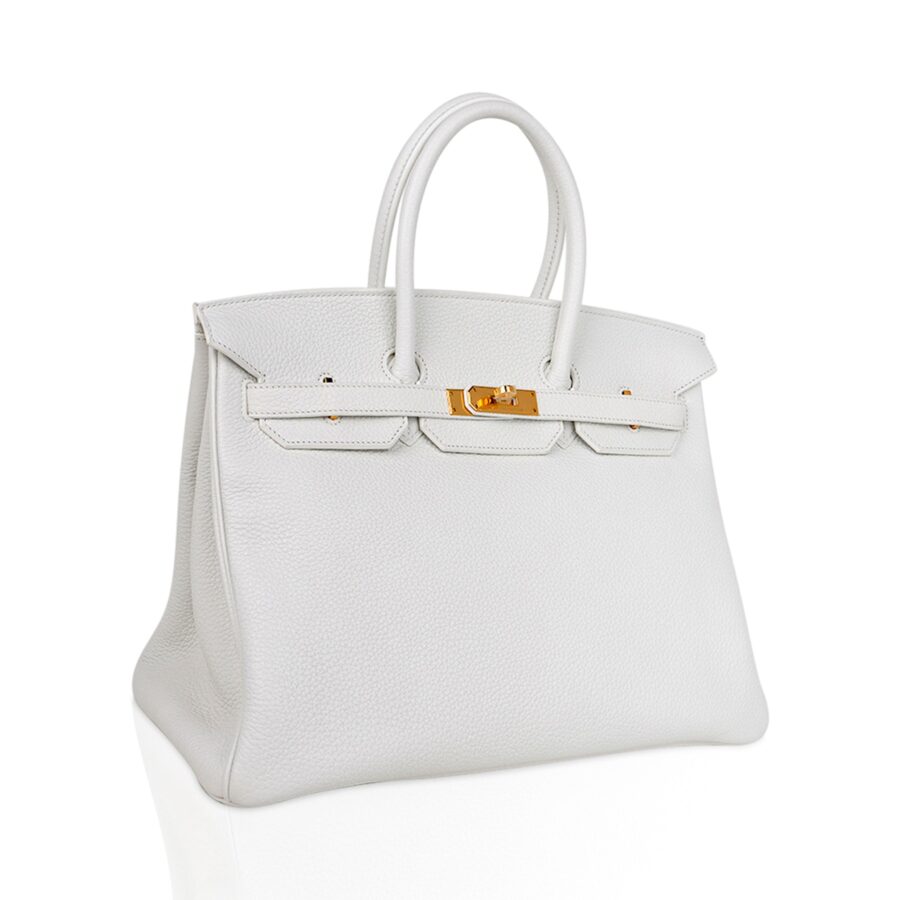 Hermes Birkin 35 Bag White Gold Hardware Clemence Leather New | Studio Nafay