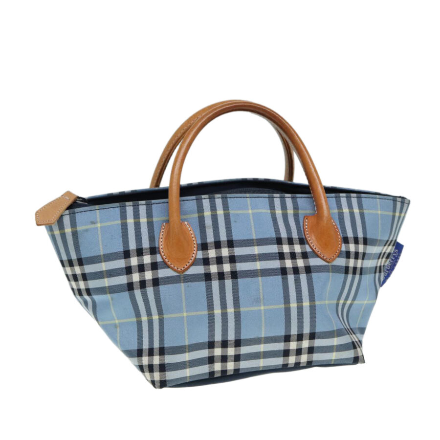 BurberrySs Nova Check Blue Label Hand Bag Nylon Blue Auth ti1991 | Studio Nafay