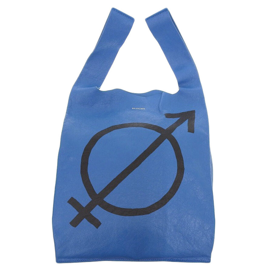 Balenciaga Leather Shopper M Tote Bag Blue Black | Studio Nafay