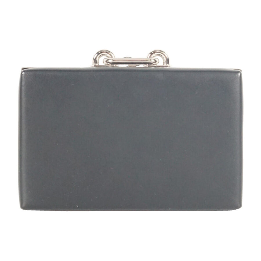 BALENCIAGA black leather with silver clasp clutch | Studio Nafay