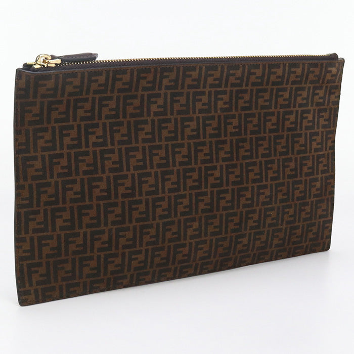 FENDI AFIS Slim Clutch Medium Flat baguette leather brown Women | Studio Nafay