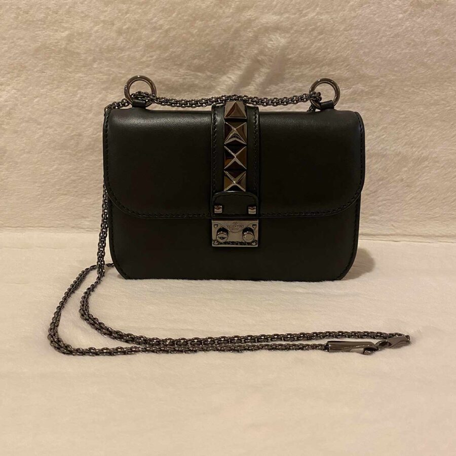 Valentino Small Glam Lock Noir Crossbody Bag | Studio Nafay