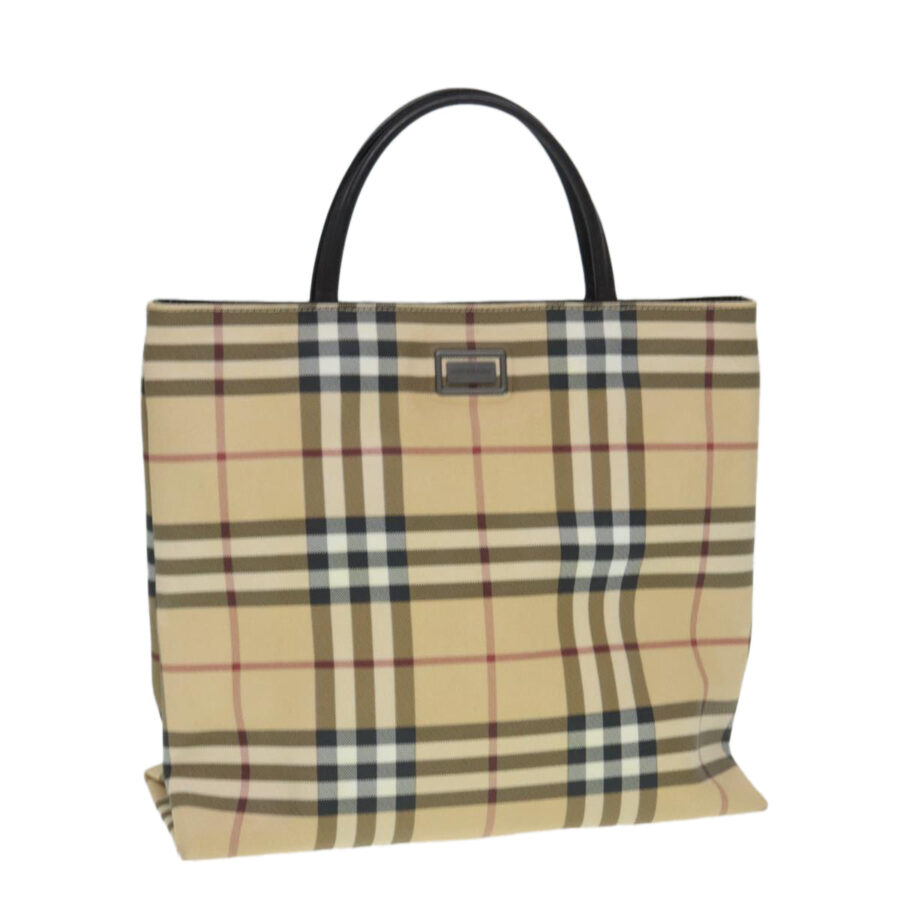 Burberry Nova Check Hand Bag PVC Beige Silver Auth yb666 | Studio Nafay
