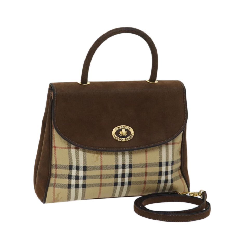 BURBERRYSs Nova Check Hand Bag PVC 2way Brown Auth yk11758 | Studio Nafay