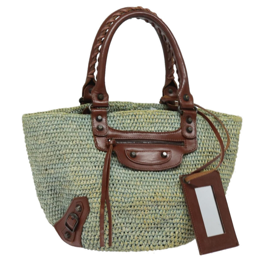BALENCIAGA Hand Bag Raffia Blue 236741 Auth yk13377 | Studio Nafay