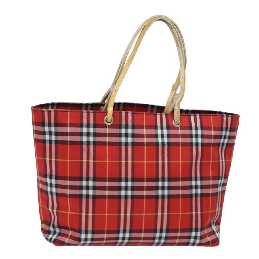 Burberry Nova Check Hand Bag Nylon Red Auth yk13442 | Studio Nafay