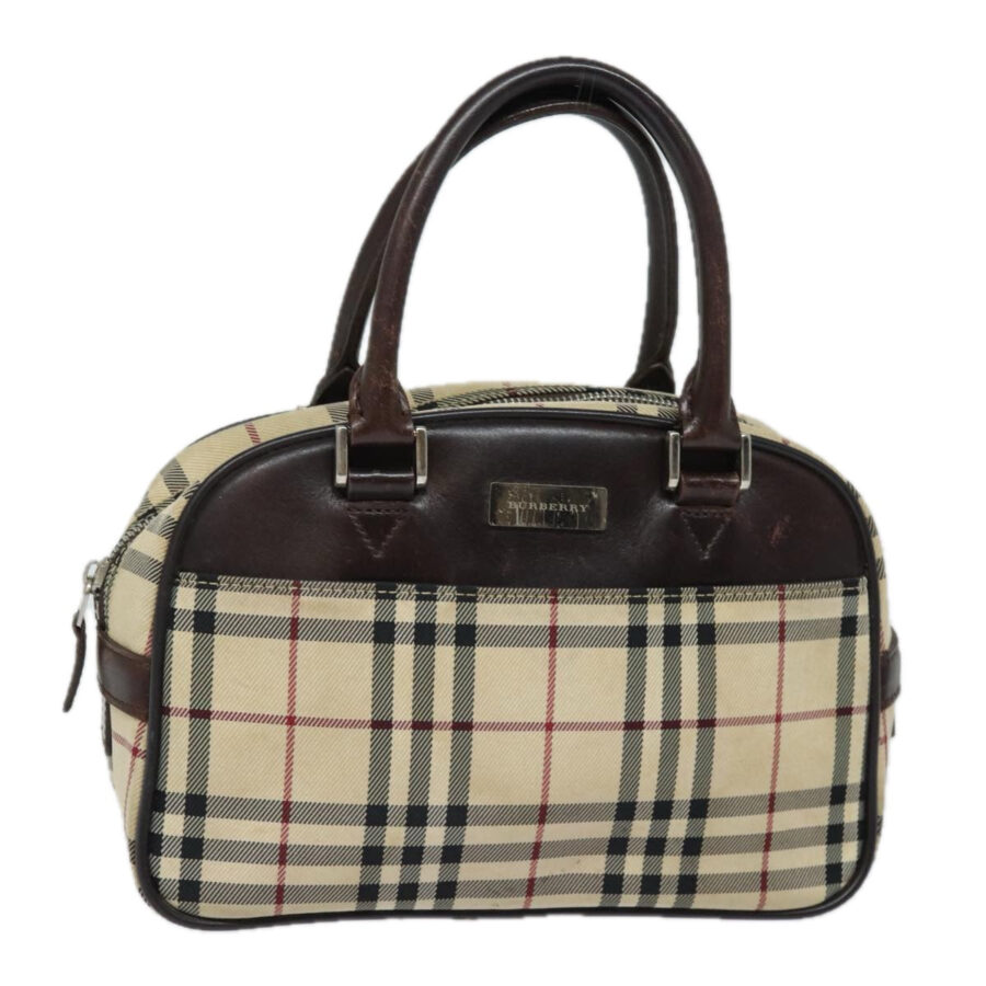 Burberry Nova Check Hand Bag Nylon Black Beige Auth yk13499 | Studio Nafay