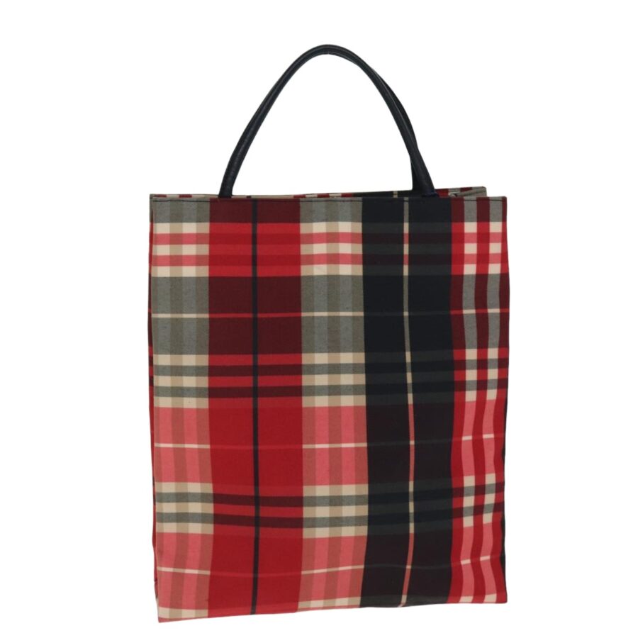 Burberry Nova Check Hand Bag Canvas Red Auth yk13550 | Studio Nafay