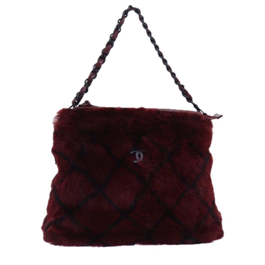 Chanel COCO Mark Chain Hand Bag Canvas Wine Red CC Auth ykA | Studio Nafay