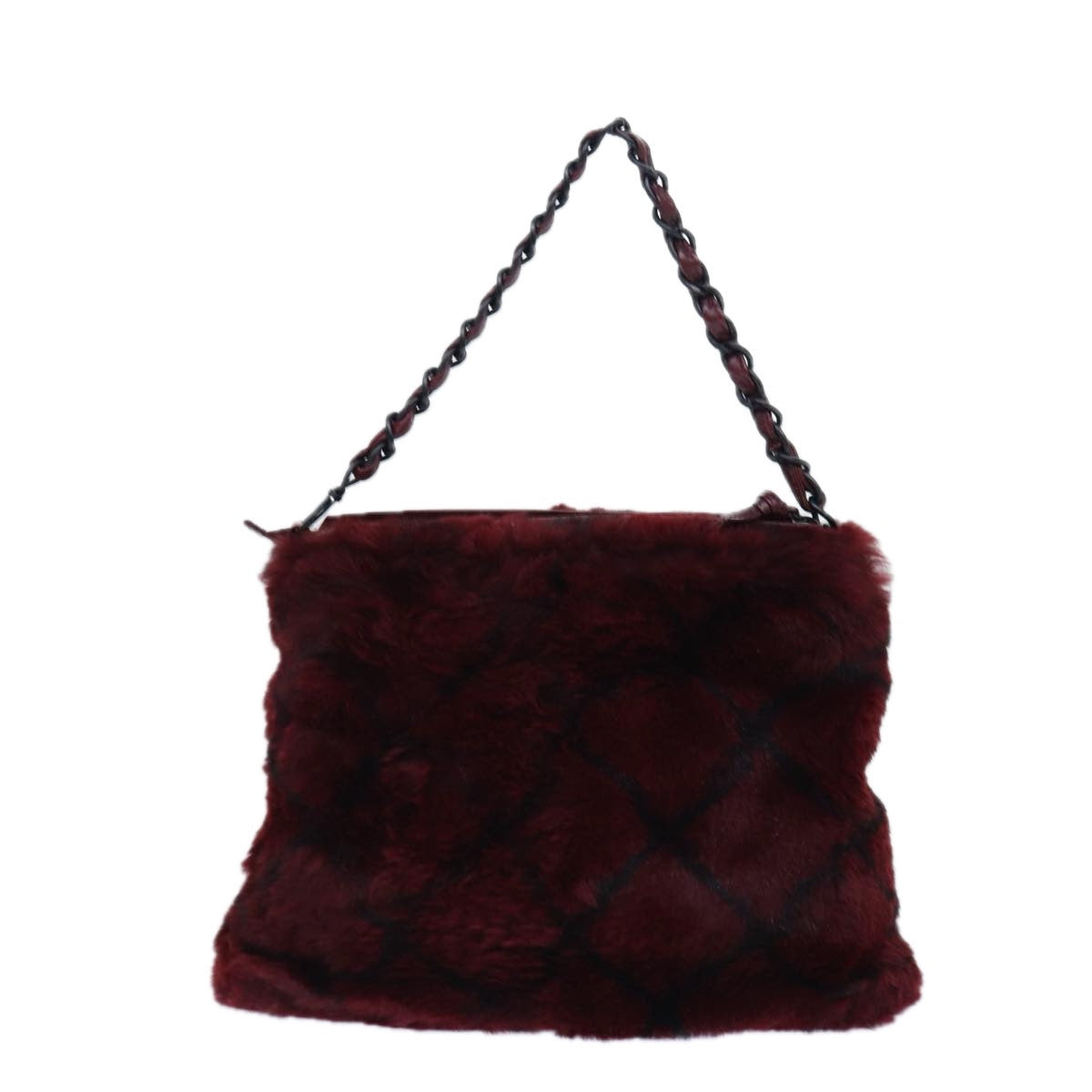 Chanel COCO Mark Chain Hand Bag Canvas Wine Red CC Auth ykA
