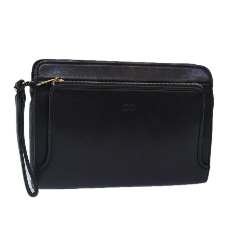 BALENCIAGA Clutch Bag Leather Black Gold Auth yk14401 | Studio Nafay
