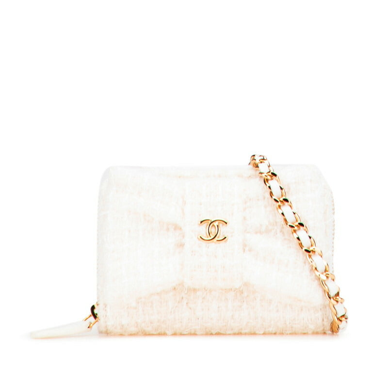 Chanel Coco Mark Ribbon Mini Tweed Leather Coin Case Handbag | Studio Nafay