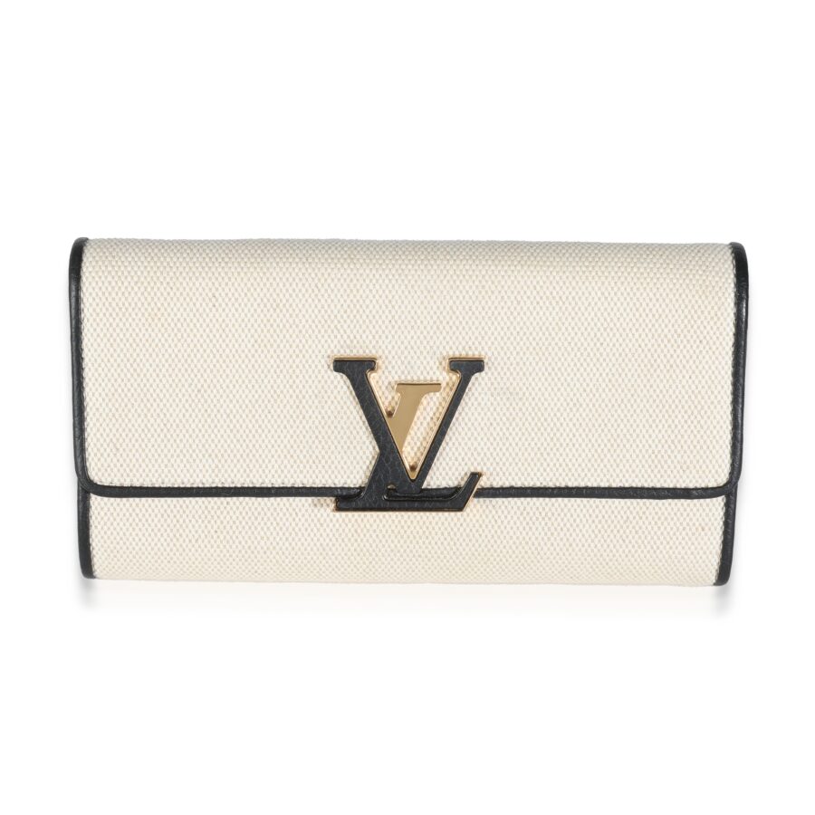 Louis Vuitton Black Taurillon Beige Canvas Capucines Wallet | Studio Nafay